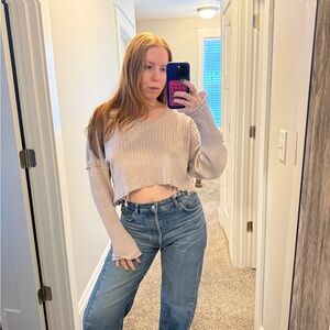 Project Social T Taupe Knit Top